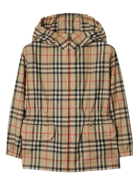 Burberry Kids chaqueta con capucha y motivo Vintage Check