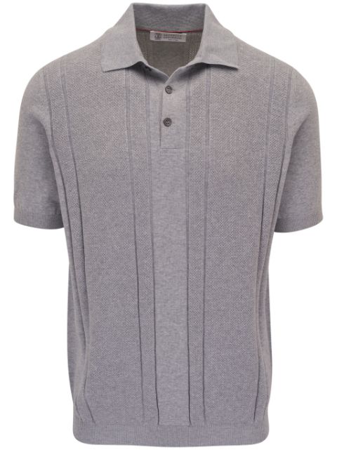 Brunello Cucinelli ribbed-knit cotton polo top