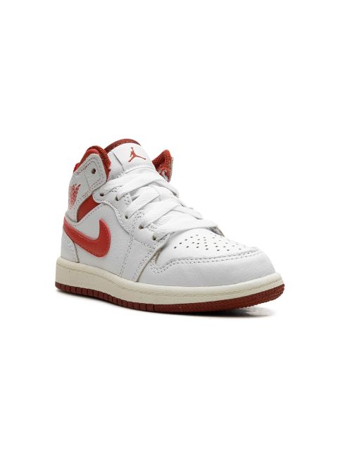 Jordan Kids Air Jordan 1 Mid SE "White/Lobster/Dune Red/Sail/Vachetta Tan" sneakers