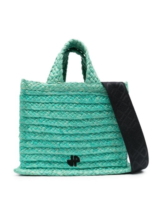 Patou small JP raffia tote bag