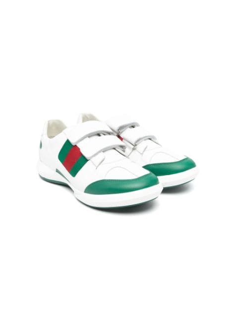 Gucci Kids Web-detail leather sneakers