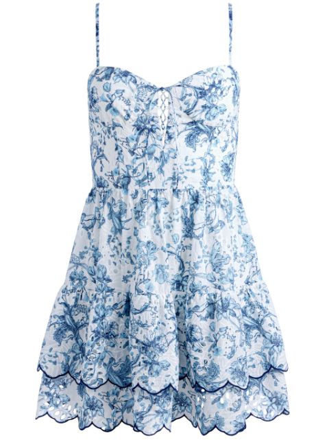 alice + olivia Daisy tiered cotton minidress