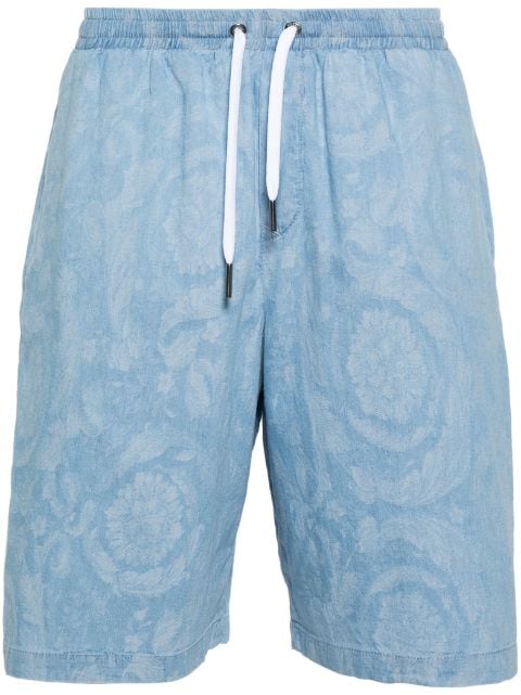 Versace patterned-jacquard chambray shorts