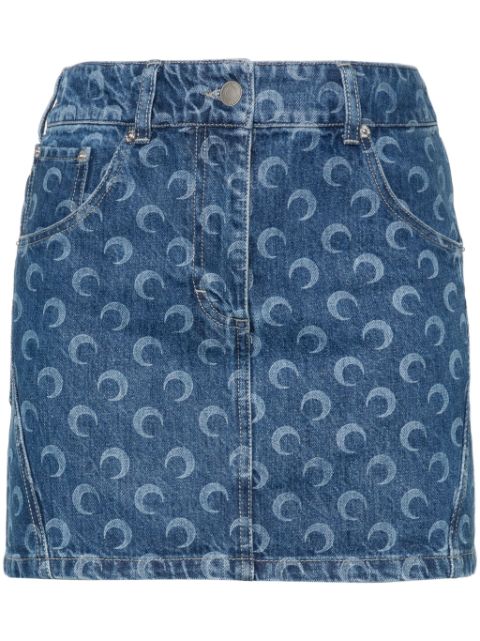 Marine Serre Deadstock denim mini skirt