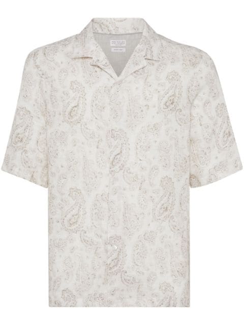 Brunello Cucinelli paisley-print linen shirt