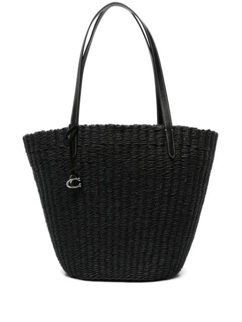 Coach interwoven straw tote bag