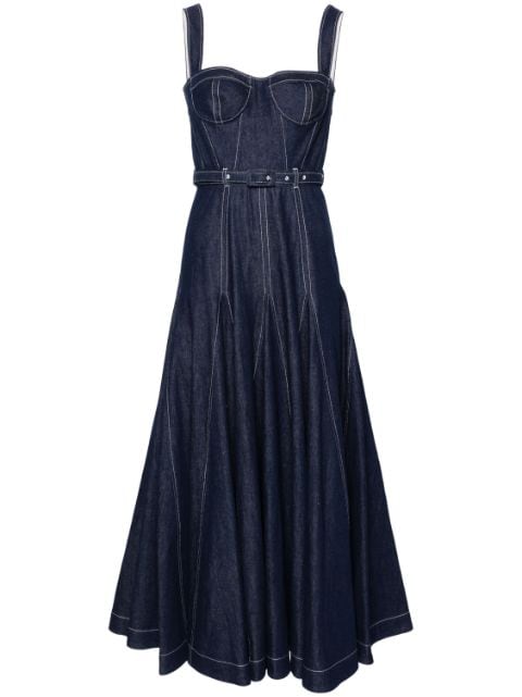 Huishan Zhang belted denim midi dress