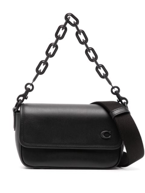 Coach chain-link strap leather shoulder bag