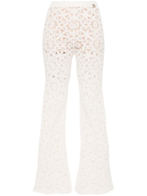 TWINSET floral-crochet flared trousers