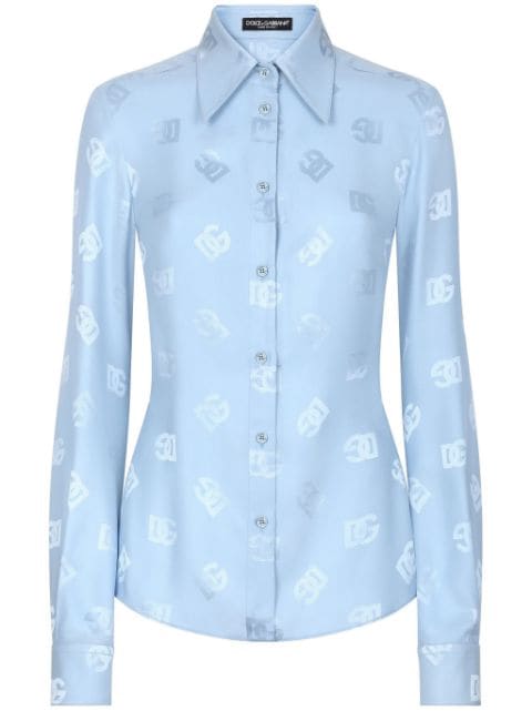 Dolce & Gabbana camisa de seda con monograma en jacquard
