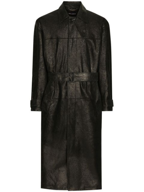 Dolce & Gabbana belted leather coat