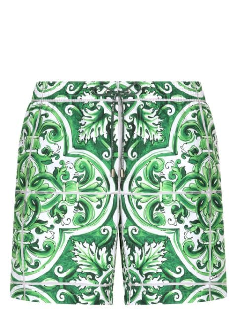 Dolce & Gabbana Majolica-print drawstring swim shorts 