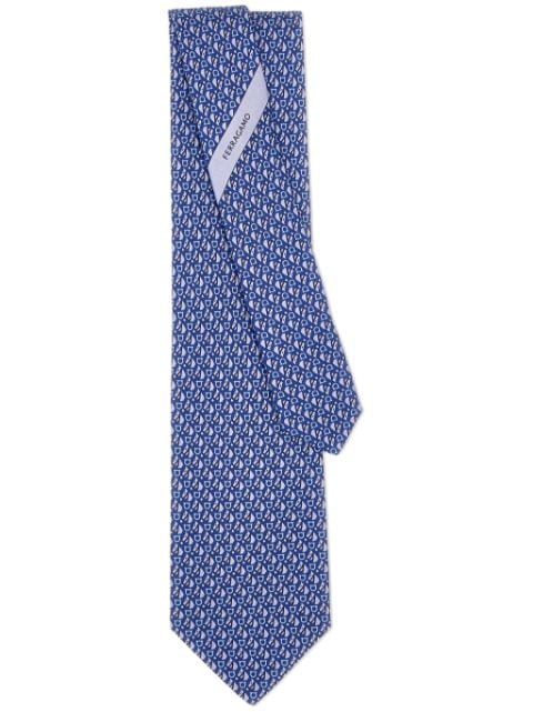 Ferragamo equestrian-print silk tie