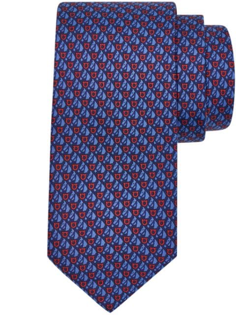 Ferragamo equestrian-print silk tie