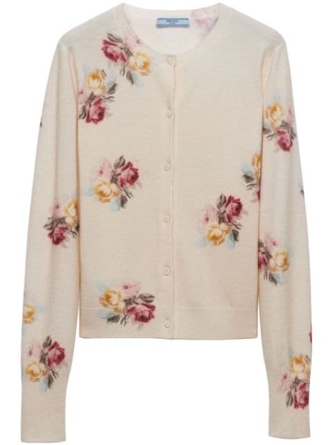 Prada floral-print wool cardigan