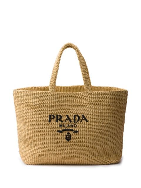 Prada Crochet logo-embroidered tote bag 