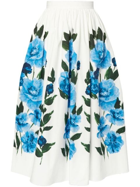 ERDEM Painted Floral midi skirt