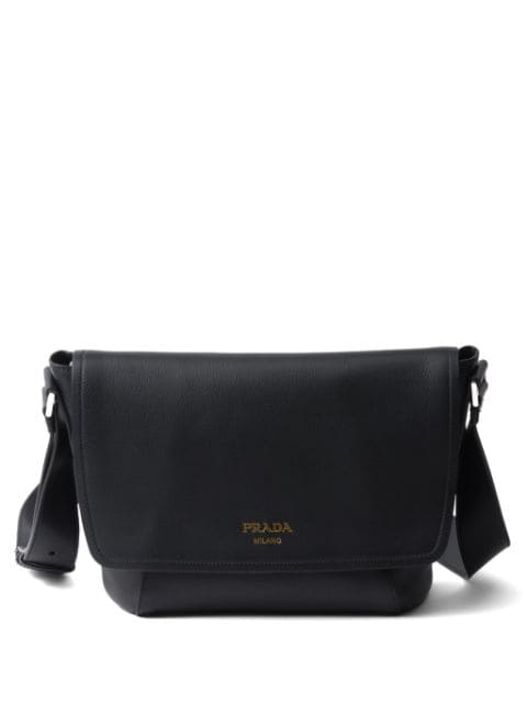 Prada logo-print leather shoulder bag