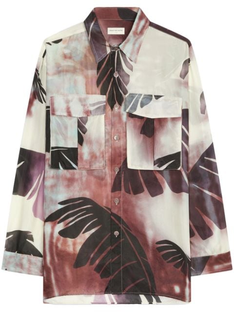 DRIES VAN NOTEN camisa de seda estampada oversize