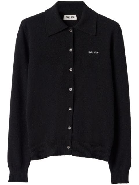 Miu Miu intarsia-knit logo cashmere cardigan