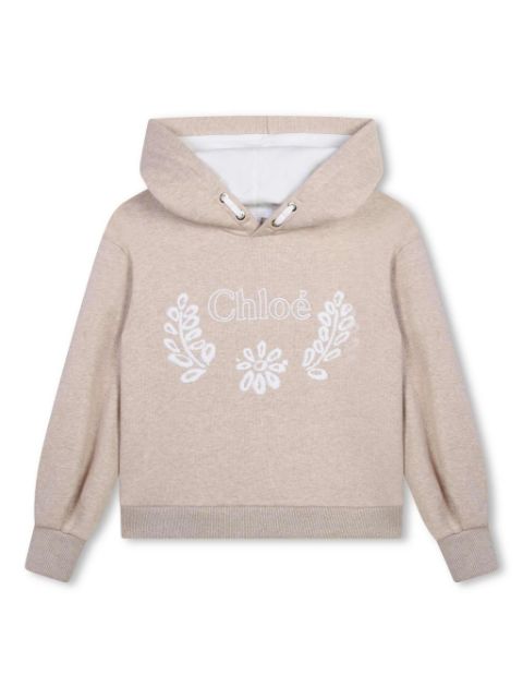 Chloé Kids embroidered-logo cotton hoodie