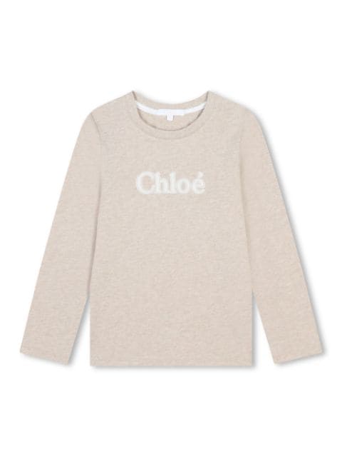 Chloé Kids slogan-print cotton long-sleeve T-shirt