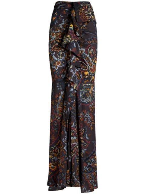 ETRO stretch sable paisley-print long skirt