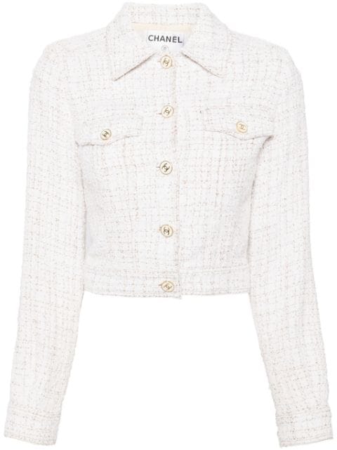 CHANEL Pre-Owned veste en tweed à boutons à logo (2001)