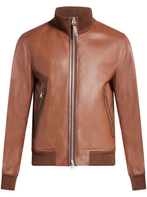 TOM FORD ribbed-edge leather bomber jacket