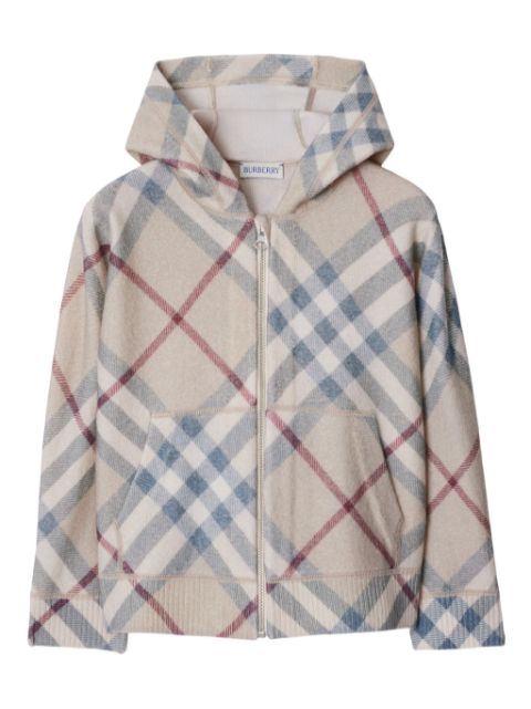 Burberry Kids check-pattern zip-up wool hoodie 