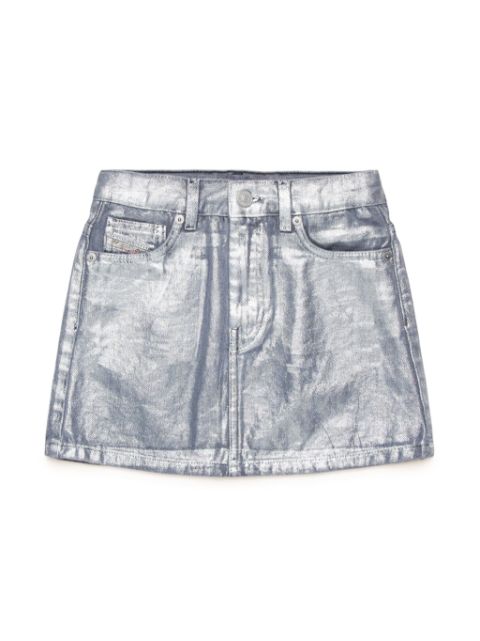 Diesel Kids metallic-effect denim skirt