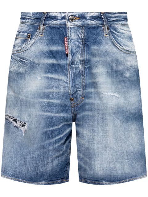 DSQUARED2 logo-tag distressed denim shorts