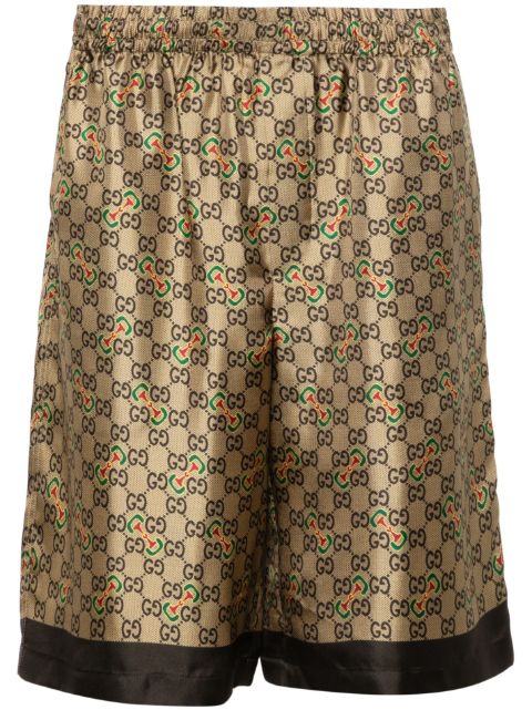 Gucci GG Horsebit-print silk shorts