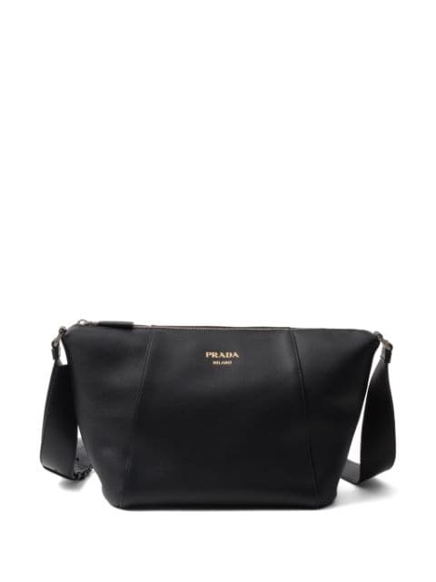 Prada logo-stamp leather shoulder bag