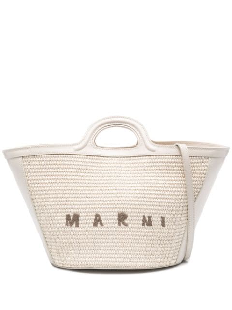 Marni tote entretejida con logo bordado