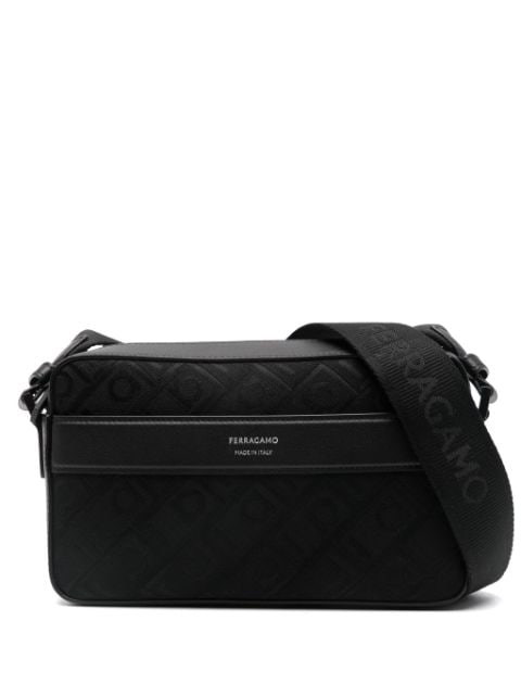 Ferragamo Gancini-jacquard leather messenger bag