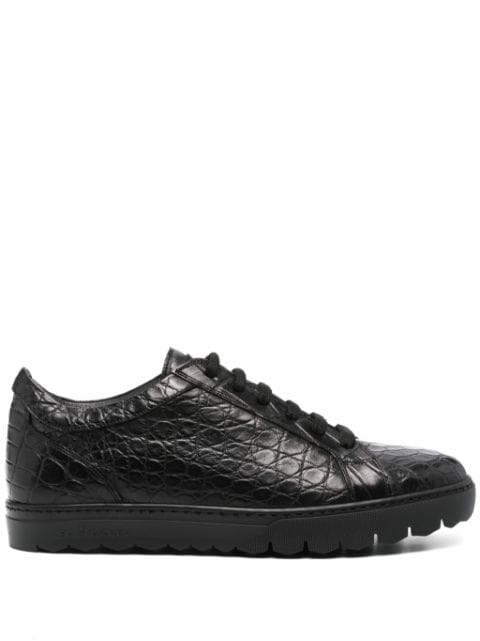 Kiton crocodile-embossed leather sneakers 