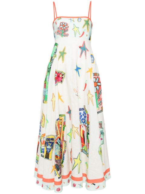 ALEMAIS graphic print linen dress