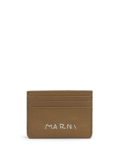 Marni logo-embroidered leather card holder