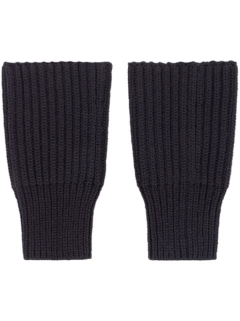 DRIES VAN NOTEN ribbed-knit wool mittens