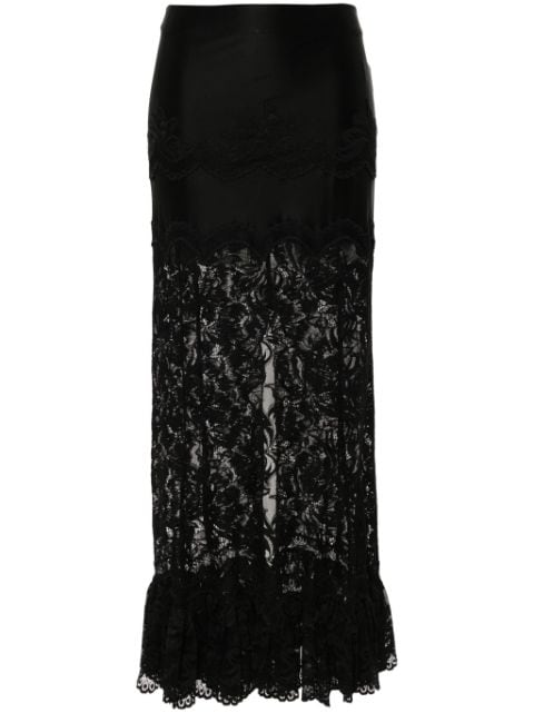 Rabanne lace ruffled maxi skirt