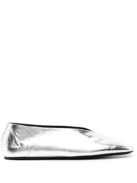 Jil Sander metallic leather ballerina shoes