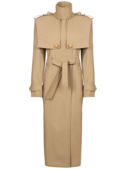 Balmain belted cotton trench coat