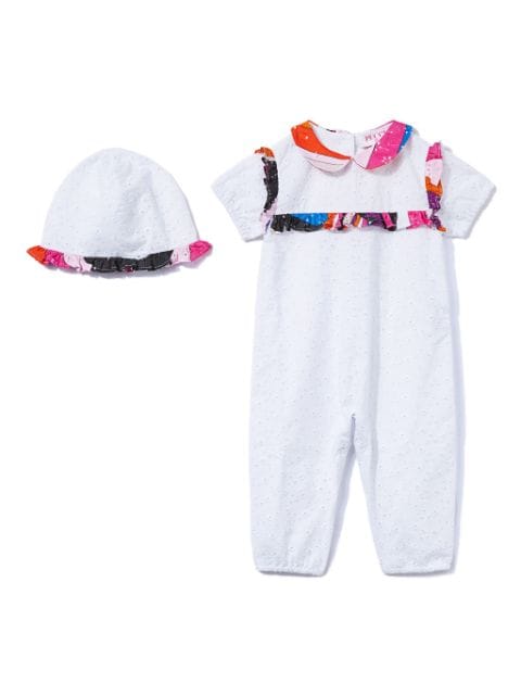 PUCCI Junior Iride-print broderie anglaise romper set