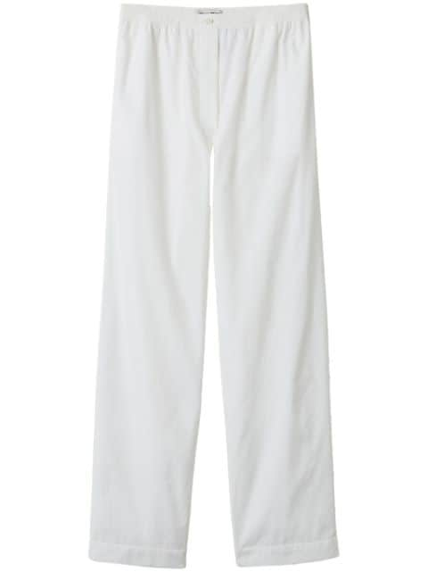 Miu Miu embroidered-logo poplin trousers