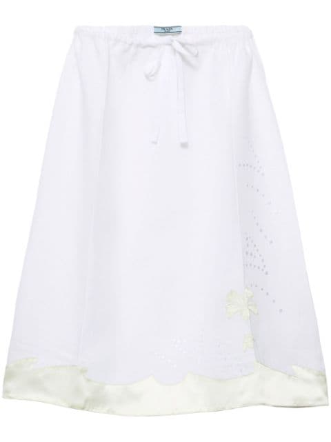 Prada embroidered linen skirt