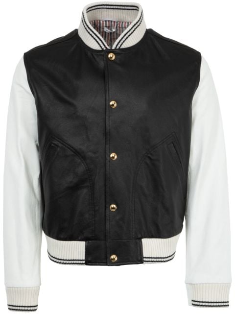 Thom Browne leather varsity jacket