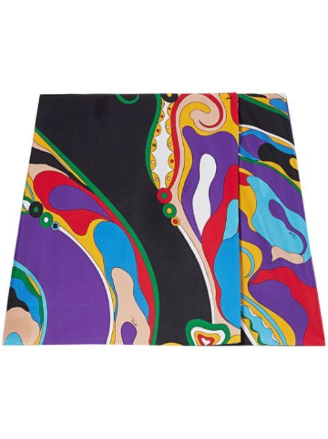 PUCCI Orchidee-print silk mini skirt