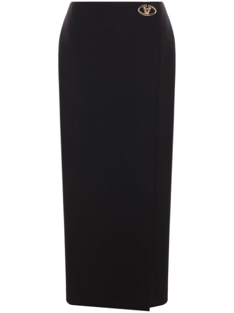 Valentino Garavani logo-plaque wool pencil skirt