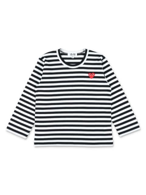 Comme Des Garçons Play Kids camiseta a rayas con parche de corazón